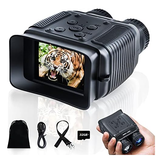 Night Vision Goggles - 4K HD Binoculars - Infrared Night Vision with 8X Digital Zoom, with 32GB Memory Card and Rechargeable Lithium Battery to Save Photos and Videos, Suitable for Camping and Hunting