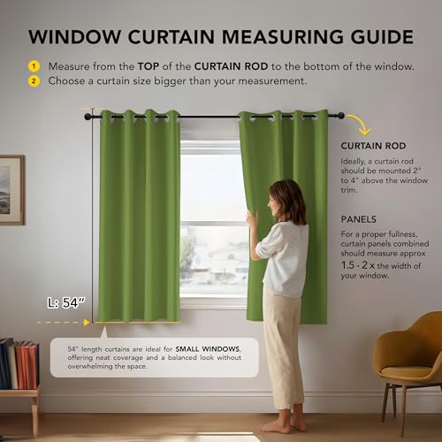 Image of Deconovo Curtains Green Super Soft Solid Thermal Insulated Eyelet Bedroom Blackout Curtains for Boys 46 x 54 Inch Green 1 Pair