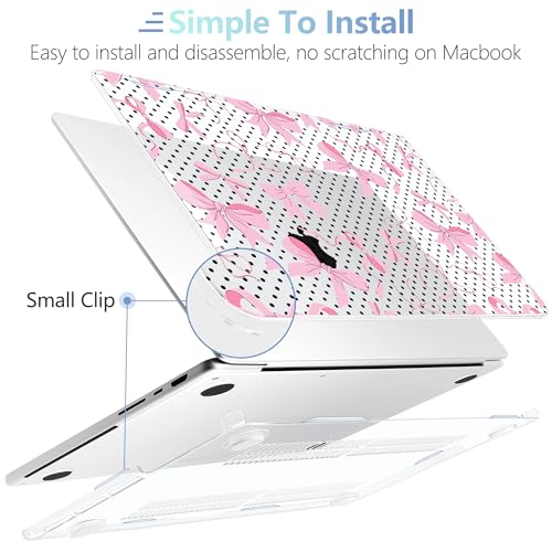 Image of MEEgoodo Case for M5 MacBook Pro 16 inch Case 2026 2024 2023 2021 with M5 M4 M3 M2 M1 Pro /Max Chip, Fit Model A3429 /A3428 /A3403 /A3186 /A2991 /A2780 /A2485, Black Polka Dots&Pink Bows