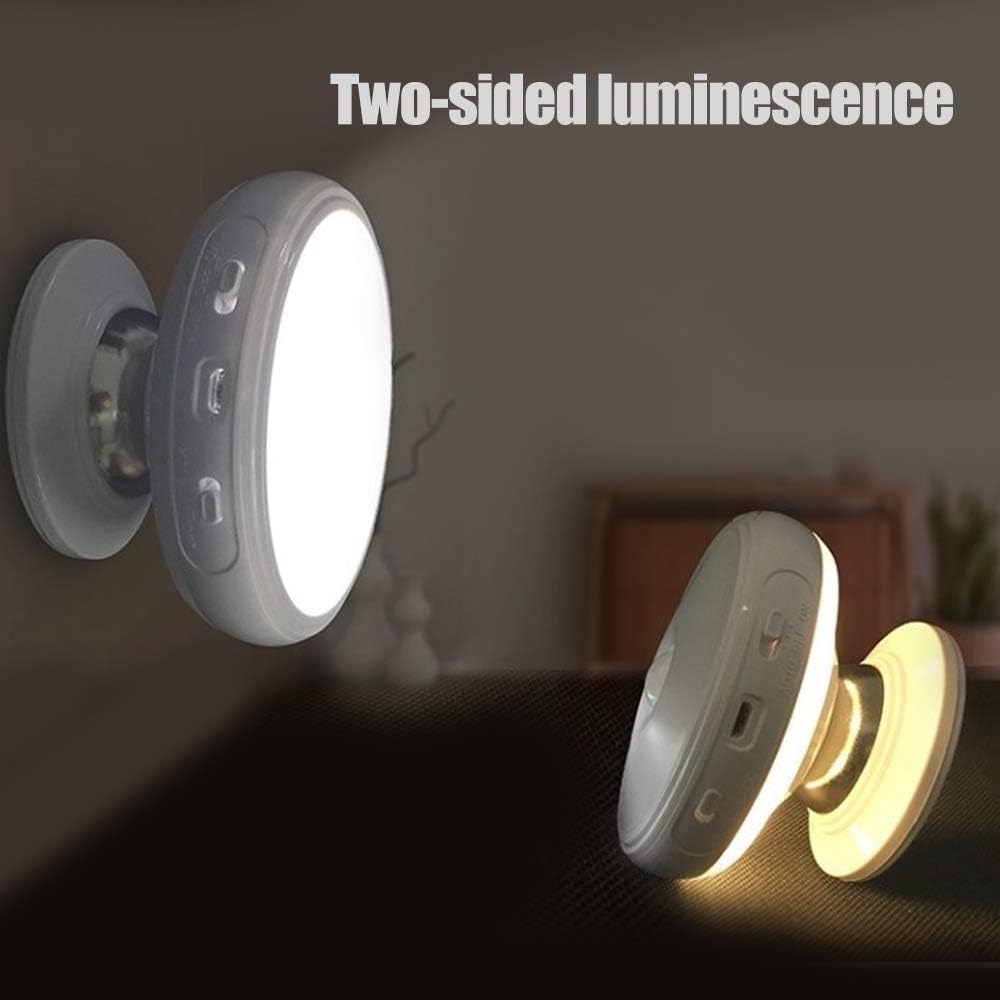 USB Rechargeable Motion Sensor Night Light,Detachable Magnet Base,360 Degree Rotation Desk Light for Closet,Stairs,Bathroom,Bedroom,Kitchen and Wall Light (Warm Light)