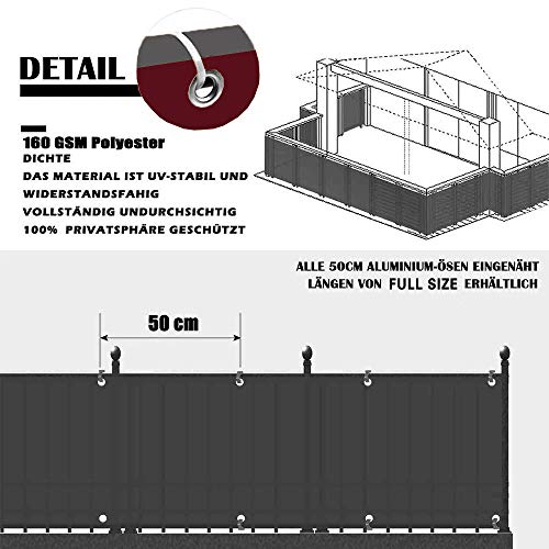 Tela para valla de jardín y terraza impermeable 150x1000 cm 8