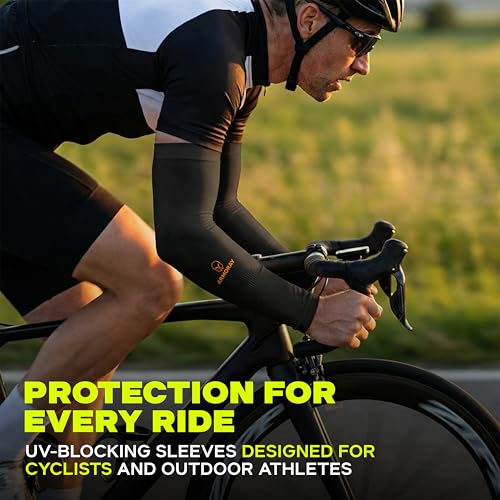 Image of ARMORAY Arm Sleeves for Men or Women - Compression Warmers to Cover Tattoo - for Basketball Golf Running Football Cycling or Sun Protection