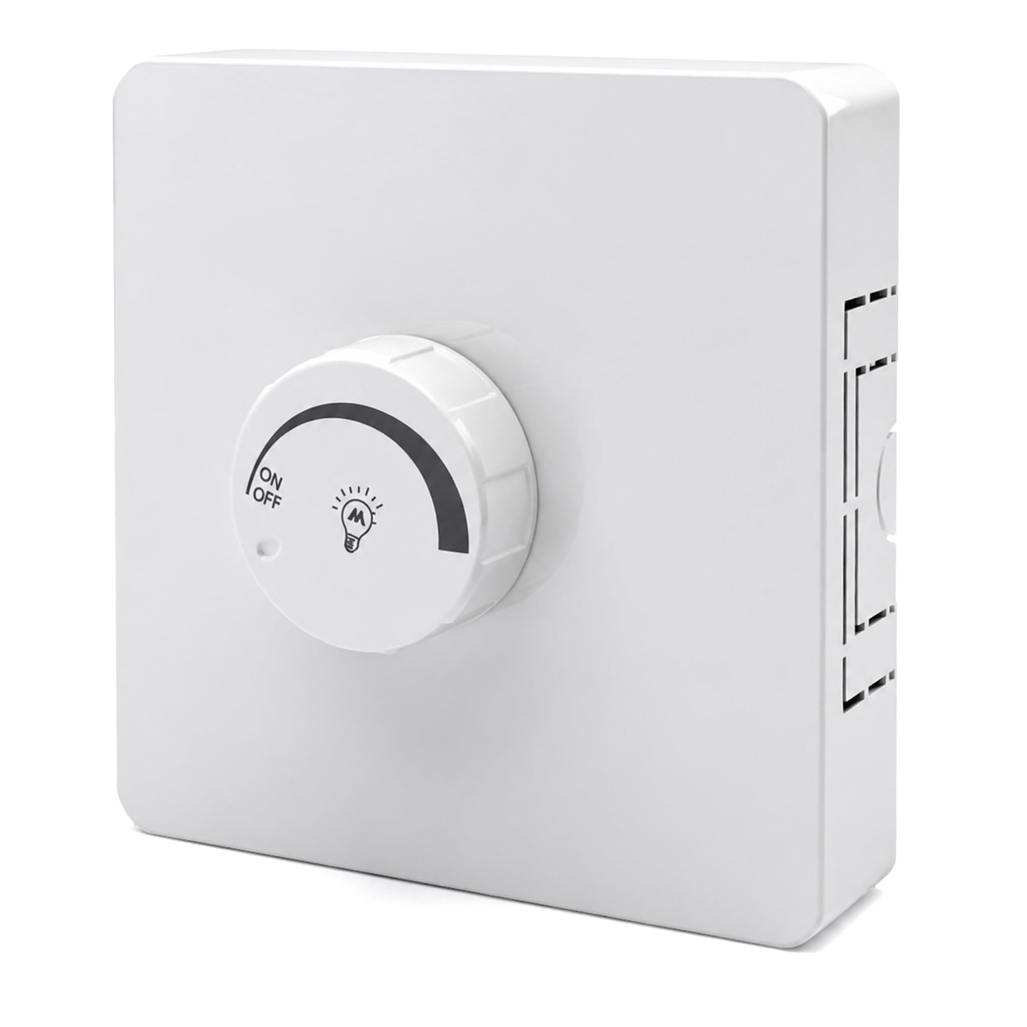 Interrupteur Variateur LED Blanc 87x87 mm, Variateur Lumiere LED avec Interrupteur Rotatif Universel, Interrupteur Dimmable pour LED à Intensité Variable, Réglage Progressif