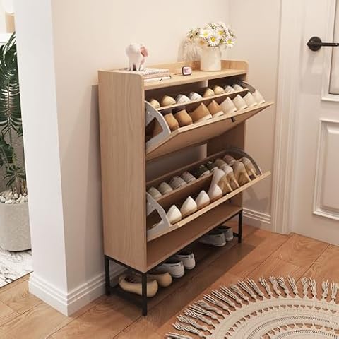 AVZEAR Shoe Cabinet with 2 Flip Drawers Cover
