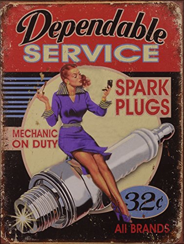 Rahmenlos plaque en aluminium inoxydable avec inscription "pin up girl dependable service style 33 x 25 cm Cover