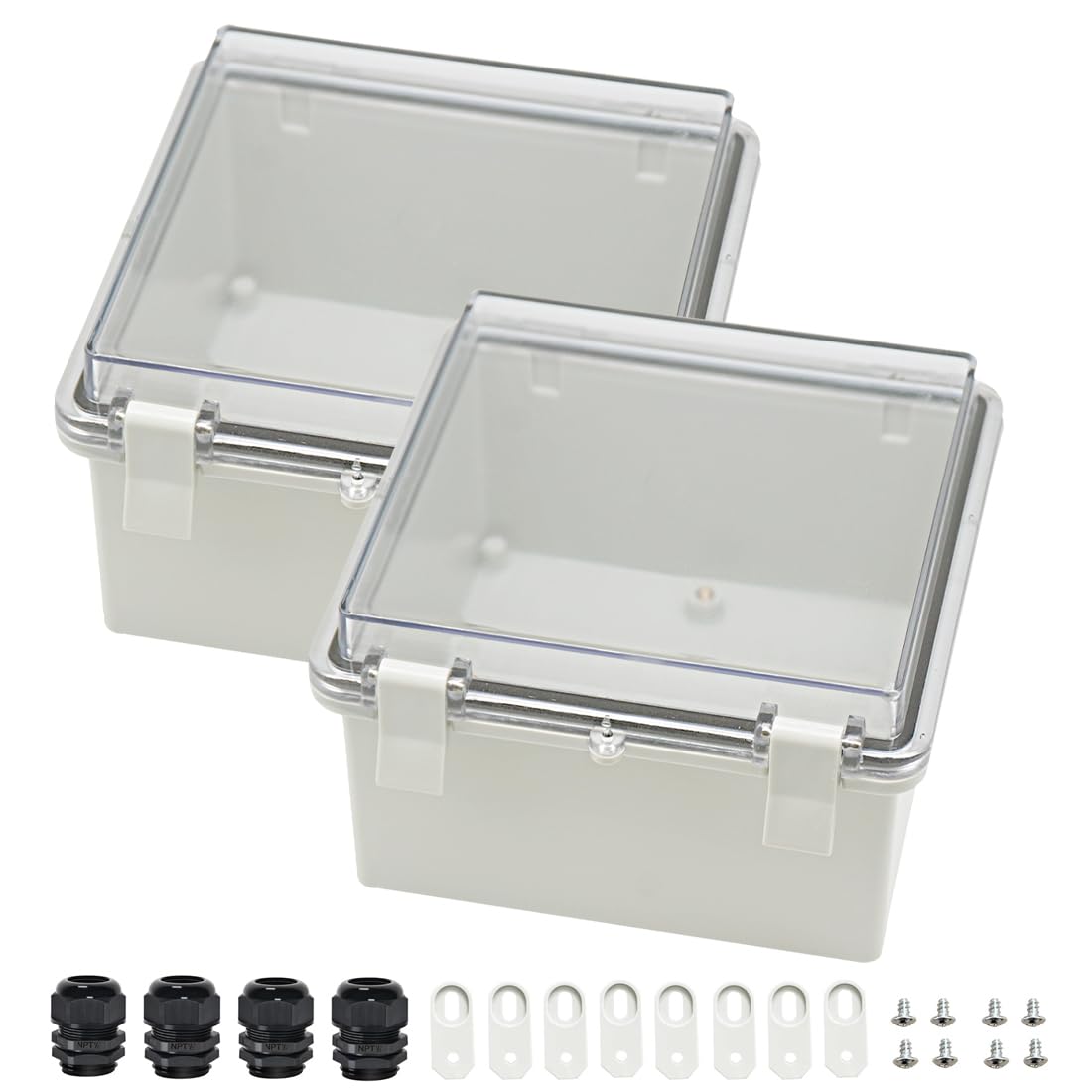Zulkit Junction Box ABS Plastic Dustproof Waterproof IP65 Electrical Boxes Hinged Shell Outdoor Universal Project Enclosure Clear Cover with 2 Cable Glands 7.9 x 3.9 x 2.8 inch (200x100x70mm) — Amazon image 17