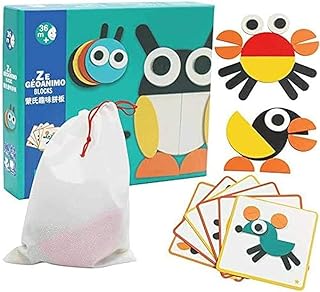 احجية مكعبات خشبية بنمط حيوانات مبتكرة مع 36 قطعه تصميمًا لمرحلة ما قبل المدرسة او رياض الاطفال من زي جيونيموخمات عاليه الجوده