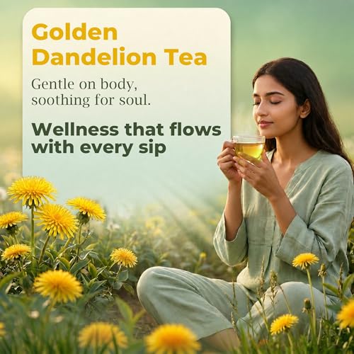 Dandelion Leaf & Root Green Tea bags, Premium Dandelion Green Tea Bags with Milk Thistle, 40 Biodegrable Loose Leaf Pyramid Tea Bags, Caffeine-Free, Individually Wrapped Tea Bags, Gluten Free