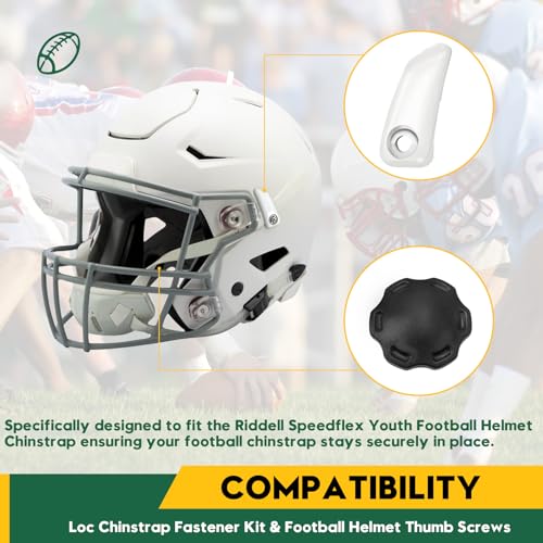 Honkador Loc Chinstrap Fastener Kit & Football Helmet Thumb Screws - Fits for Riddell Speed Flex Helmet Football Chin Strap, Stabilizes Football Chin Strap for Enhanced Head Safety, White
