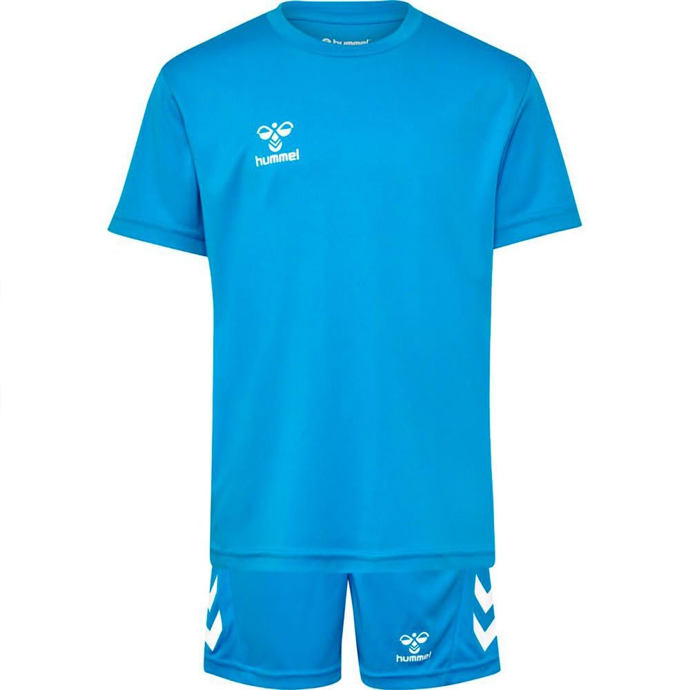hummel Logo Set Trainingsanzug Kinder - Trikot - Sportanzug für Jungen und Mädchen - Training & Fußball Set mit Shorts und T-Shirt - aus 100% Polyester