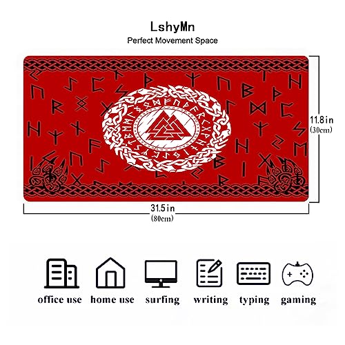 LshyMn Tapete de rato grande Viking 80 x 29 cm Totem nórdico runa odin do norte mitologia civilizaçã