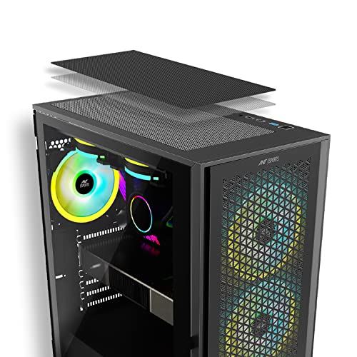 Image of Ant Esports ICE-4000 RGB Mid- Tower Computer Case /Gaming Cabinet - Black | Supports ATX, Micro-ATX, Mini-ITX | Pre-Installed 3 x 120mm ARGB Fans in Front