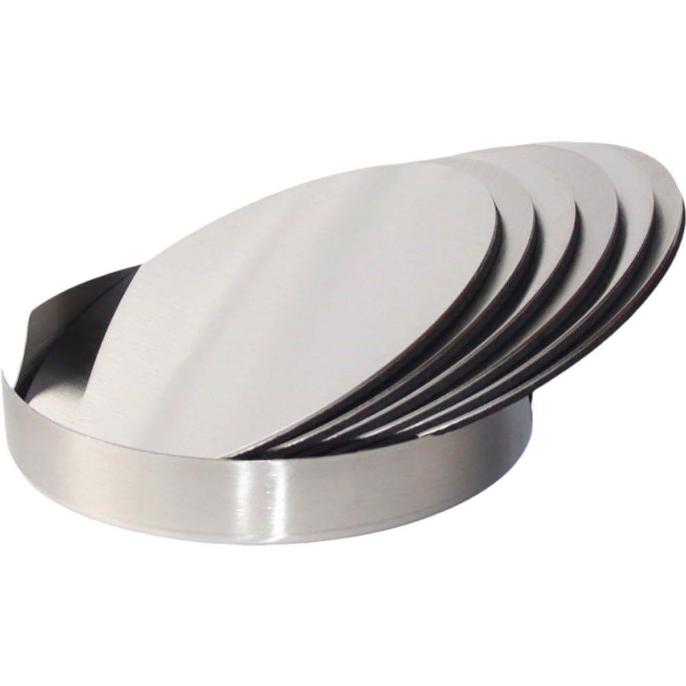 Sous-verres ronds inox durables et résistants à la chaleur avec leur support de table