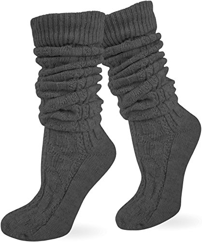 Circle Five Trachten Umschlag Socken im Landhaus-Stil mit Leinen Farbe Anthrazit lang Größe 39/42 Cover