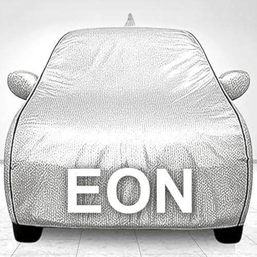 Image of 100% Waterproof Car Cover for EON UV Protection, Dustproof, Windproof | Custom Fit with Mirror Pockets, Belt & Buckle | All Weather Outdoor Body Cover(Silver)
