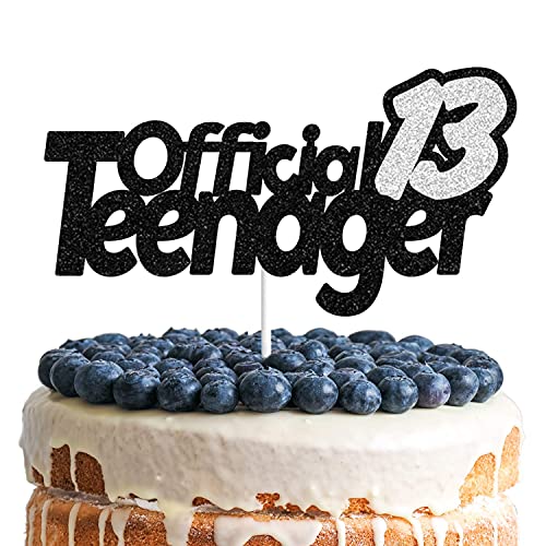 Image of Festiko13 Official Teenager Black Silver Glitter Birthday Cake Topper 13th Birthday Party Decorations Supplies for Teens