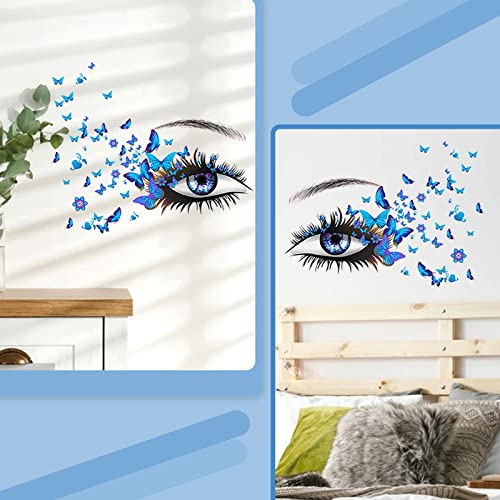 Beautiful Eyelash Eyes Wall Stickers Flying Butterfly Wall Decals Beautiful Girl Heart Wall Decor Vinyl Wall Art Butterflies Wall Decor Stickers For Women Girls Bedroom Living Room Decoration #TOP1
