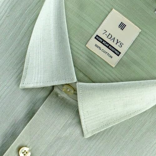 Image of 7-DAYS Men's Premium Formal Shirts - Regular Fit, Full Sleeve, 100% Pure Cotton, Self-Design, with Pocket - Stylish Office Shirts for Men