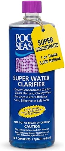 Super Water Clarifier for Cloudy Pool Water, Pollen & Dust – Pool Clarifier for Above Ground & Inground Pools – Highly Concentrated, Enhances Filtration, Crystal Clear Results, 32 Oz