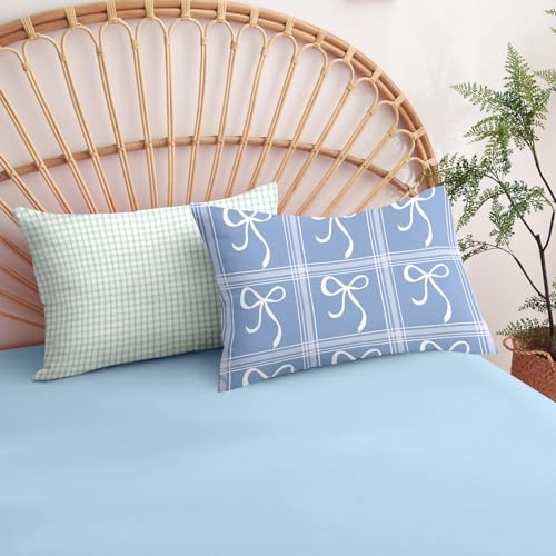 Image of Nayoroom Plaid Duvet Cover Queen Size Reversible Blue Patchwork Checkered Duvet Cover Dorm Bedding Set 3 Pieces Soft Lightweight Washed Microfiber Farmhouse Bedding Set Gifts for Women Men