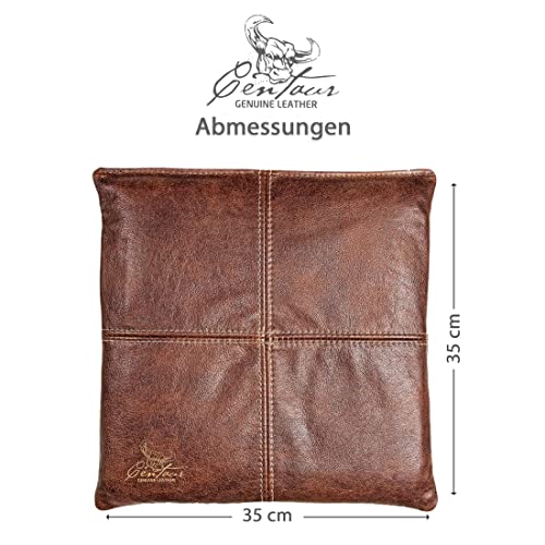 Centaur - Hochwertiges Leder Sitzkissen - Nussbraun 35x35 cm - Ideal für Stuhl oder Sitzbank - Abwaschbare Echtleder Stuhlkissen - Pflegeleichte Sitzauflage