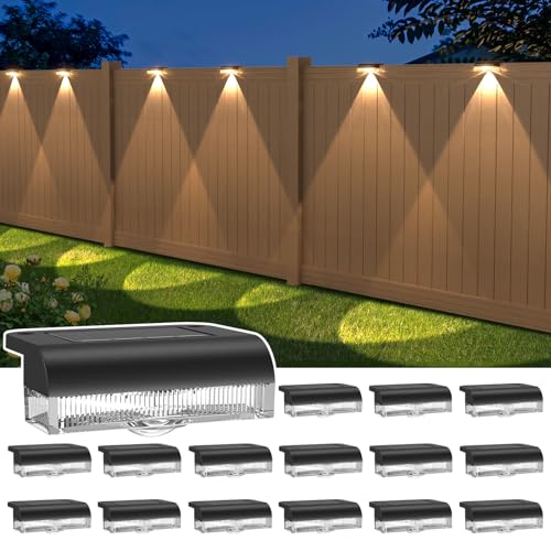 Greluna Solar Fence Lights Outdoor 16 Pack, Solar Step LED Lights...