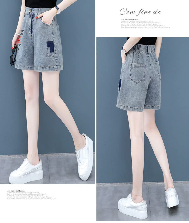 Short Femmes Hautes Taille Pantalon De Jambe Large Lettre De Mode De La Lettre De Mode