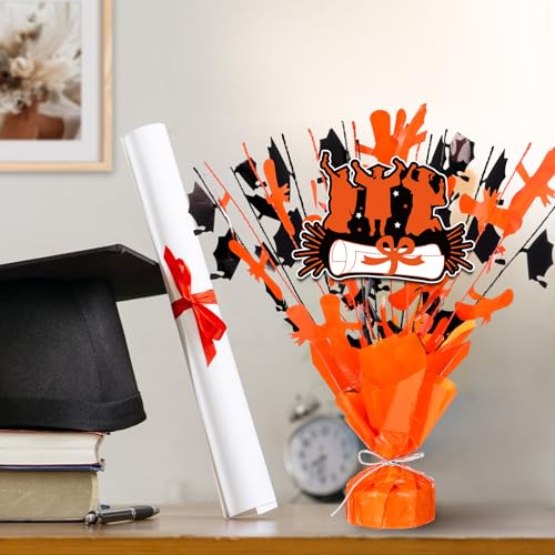 Image of Tatuo 4 Pcs 2026 Graduation Table Centerpieces Party Decoration of Gleam Glitter Foil Graduate Centerpieces for Grad Party Supplies(Orange)