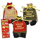 Crenstone Santa's Naughty List Gift Set: Lump of Coal in Gift Bag & Naughty List Button