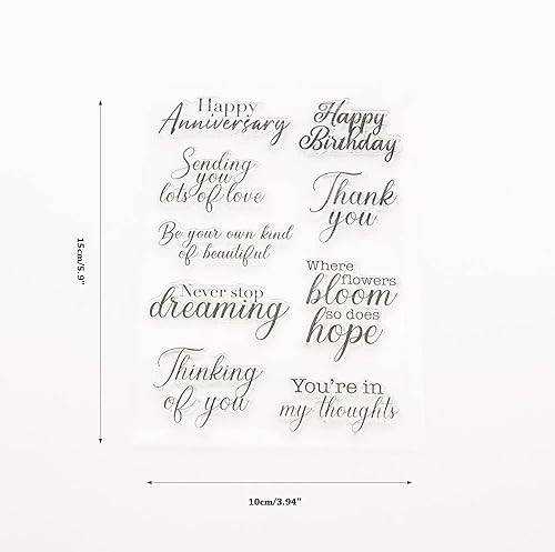 Miniatura 7 de Arbuya Sellos transparentes para pastel de cumpleaños para hacer tarjetas de cumpleaños o diario, caja de regalo de cumpleaños, pancarta de globos,