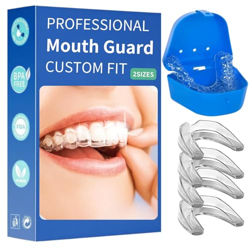 Mouthguards for Grinding of Teeth, 4 Pcs Night Mouth Guards for Teeth Grinding, Mouth Guard for Grinding Teeth at Night, Dental Guards for Grinding Teeth, Teeth Grinding Guard， Grind No More
