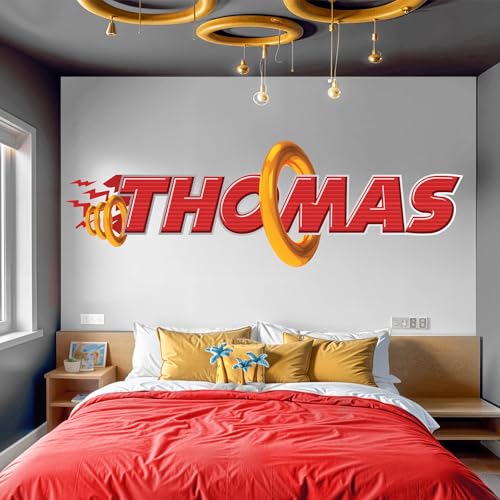 AdesiivoStudio Custom Red Action Name Wall Decal – Personalized Kids Wall Sticker with Motion Effect – Boys Room Decor with Bold Colors – Durable Peel and Stick Vinyl Name Art for Bedroom Walls