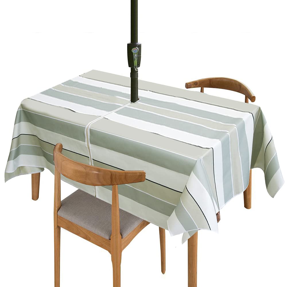 Wodoodporny obrus zewnętrzny z otworem na parasol i zamkiem błyskawicznym Obrusy na stół ogrodowy na przyjęcia gościnne, grille, spotkania rodzinne (150 x 213 cm podłużny, pasek)