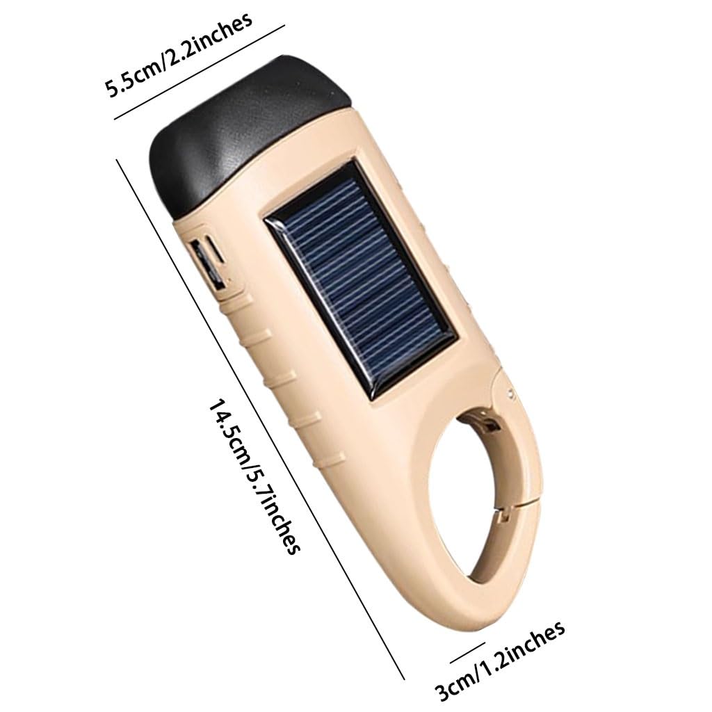 Torcia Manuale A LED Super Luminosa, Torcia A Manovella Alimentata Ad Energia Solare, Domestica Ricaricabile Tramite USB, Per Viaggi, Alpinismo(A,14.5cm*3)