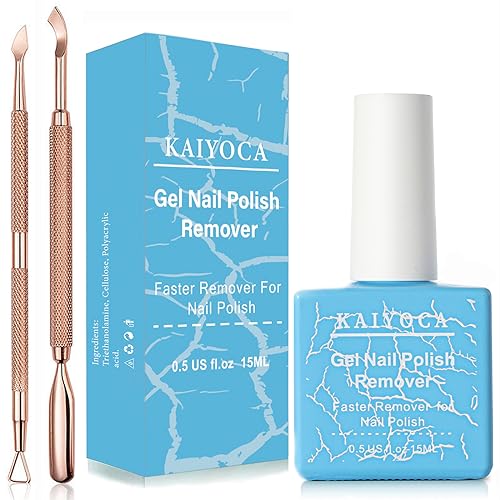KAIYOCA Quitaesmalte de Gel con Empujador de Cutícula y Raspador de Esmalte de Uñas, Quitaesmalte de Gel Profesional en 3 a 5 Minutos, No Necesita Película de Plástico