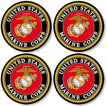 12-Pack US Marines Logo Stickers - Official Licensed 1 Inch Round Decals For Laptop, Water Bottle & Car (Matte Vinyl)
