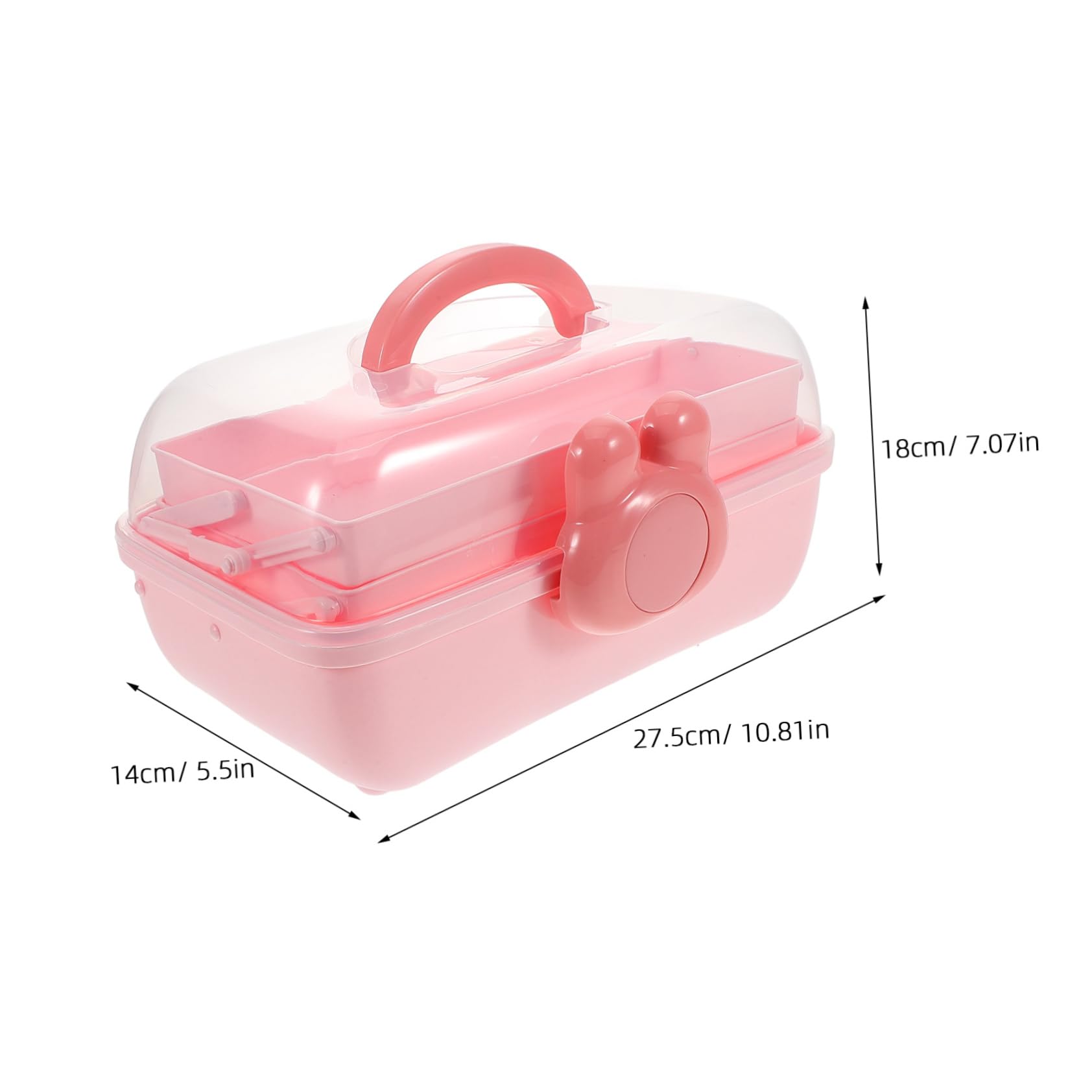 GLEAVI Haargummi Organizer für Mädchen Kunststoff Aufbewahrungsbox mit 3 Ebenen und Fächern Rosa Praktisch für Schreibtisch