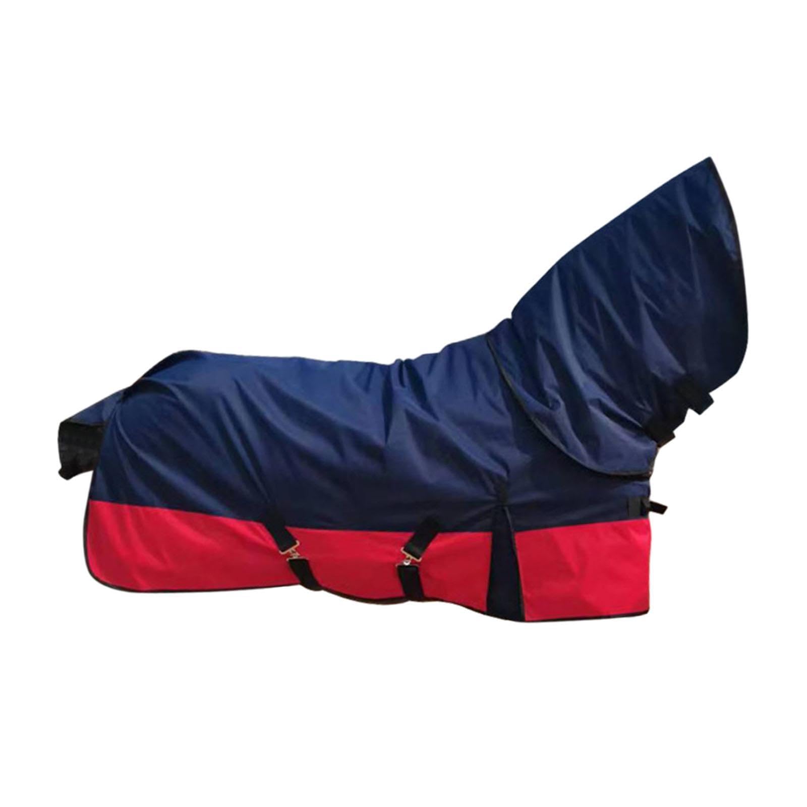 Manta para Caballo Impermeable Transpirable sin Relleno con Cubre Cuello Desmontable Hebillas Ajustables Resistente al Viento y Lluvia Apta para