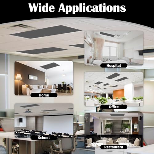 Image of ANGSYLTH 8 Pcs Fluorescent Light Covers - 4 x 2 Feet Covers for Ceiling Lights, 8 x 10 Magnetic Light Filters for Classroom, Office, Hospitals (Black)