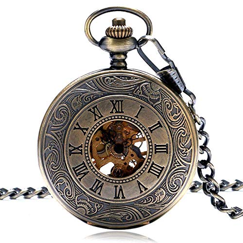 Relógio de bolso antigo número romano retrô relógio de bolso corrente relógio masculino mecânico rel