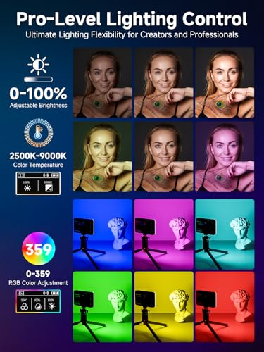 Image of Moman LED Camera Light, RGB Video Lights for Photography, App Wireless Control, 2500-9000K, CRI 95+, Long Battery Life, Portable Lighting Panel with Cold Shoe, Fits for Sony /Canon Black