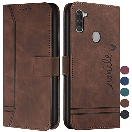 Funda cartera Samsung Galaxy A11 marron antigolpes con funcion atril