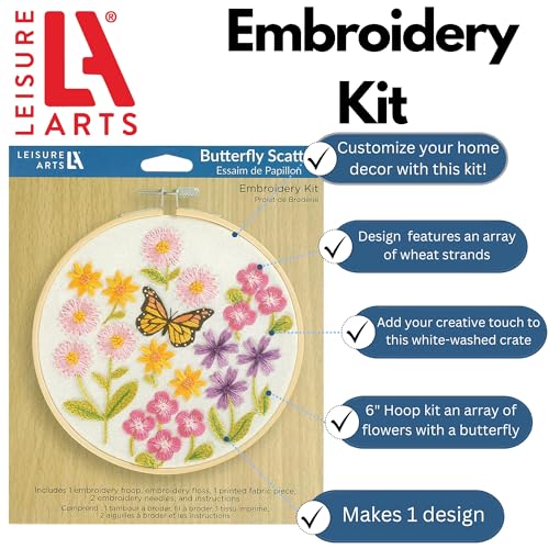 Image of LEISURE ARTS Emb Kit 6 inch Butterfly Scatter