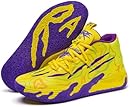 Wqsugnt Mens Multicolor High Top Basketball Shoes Non-Slip Breathable Running Shoes Fahsion Lightweight Outdoor Gym Sneakers (Yellow -Purple,8)