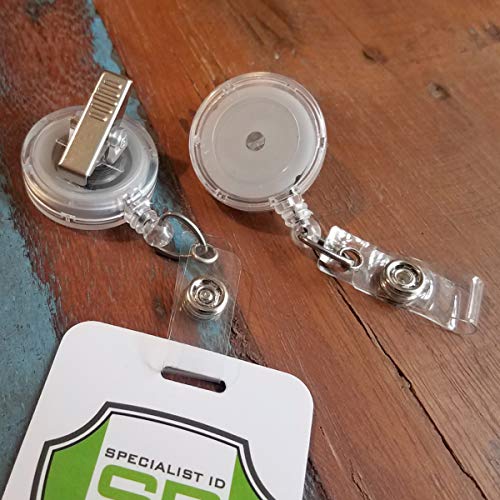 Bulk 100 Pack - Premium Clear Retractable Badge Reels With Alligator Swivel Clip On Back By Specialist Id (Translucent Clear) #TOP2