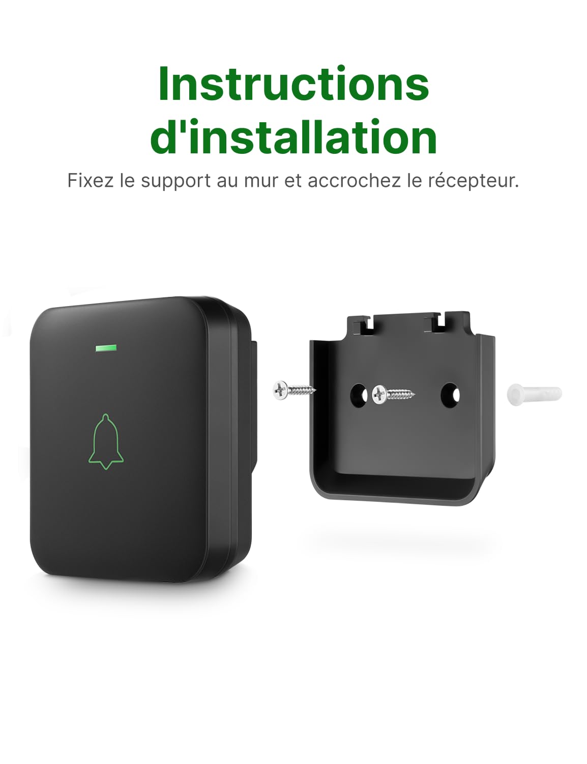 Sonnette sans Fil, AVANTEK Sonnette sans Fil extérieur étanche 400 m étanche, Kit de Carillon électronique, IP55 Eau et poussière, 52 mélodies aux 5 Niveaux de Volume, Batteries incluses, BA-12