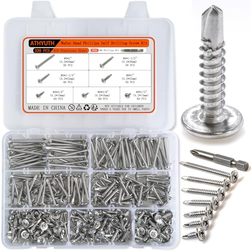 #8 Kit de tornillos autorroscantes acero inoxidable 410 miniatura 1