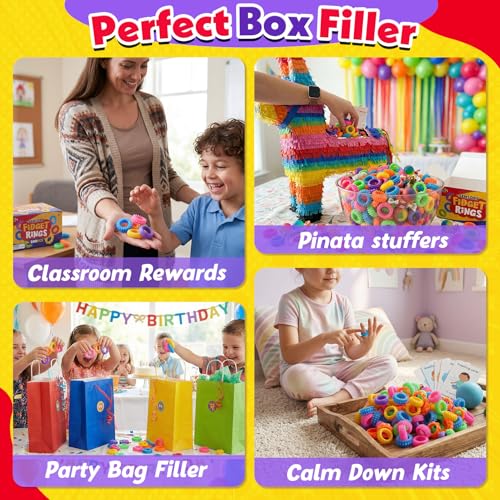 KLT Fidget Toys Bulk for Kids: 200pcs Textured Fidget Ring - Classroom Prize Box Filler - Party Favor Treasure Chest & Goodie Bags Stuffers - ADHD Autism Kids Sensory Calming Toy - Image 6