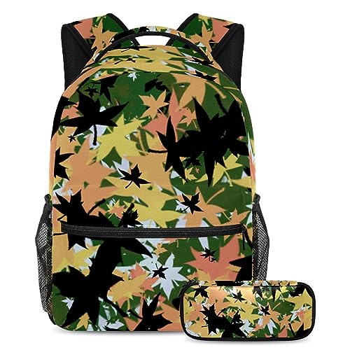 Sac de voyage pour étudiants multicolore grand format avec trousse scolaire camouflage