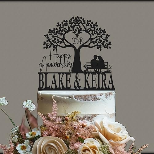 Anniversary Cake Topper- Personalized Rustic 50th cake topper, golden anniversary, 40th, 60th, 10th, 15th, 25th, Gold anniversary topper